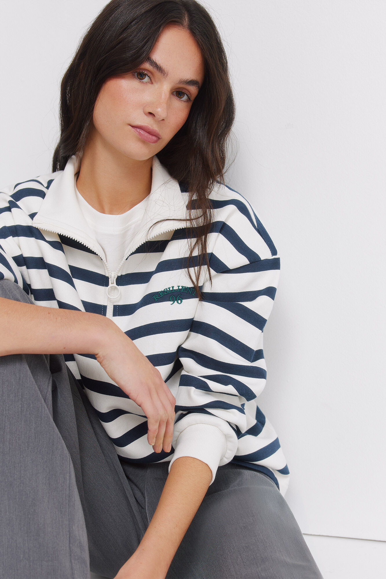 Springfield Sudadera de rayas beige