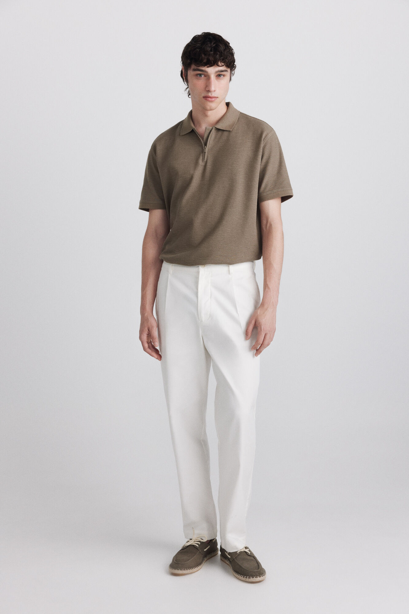Springfield Polo de estructura con cierre khaki