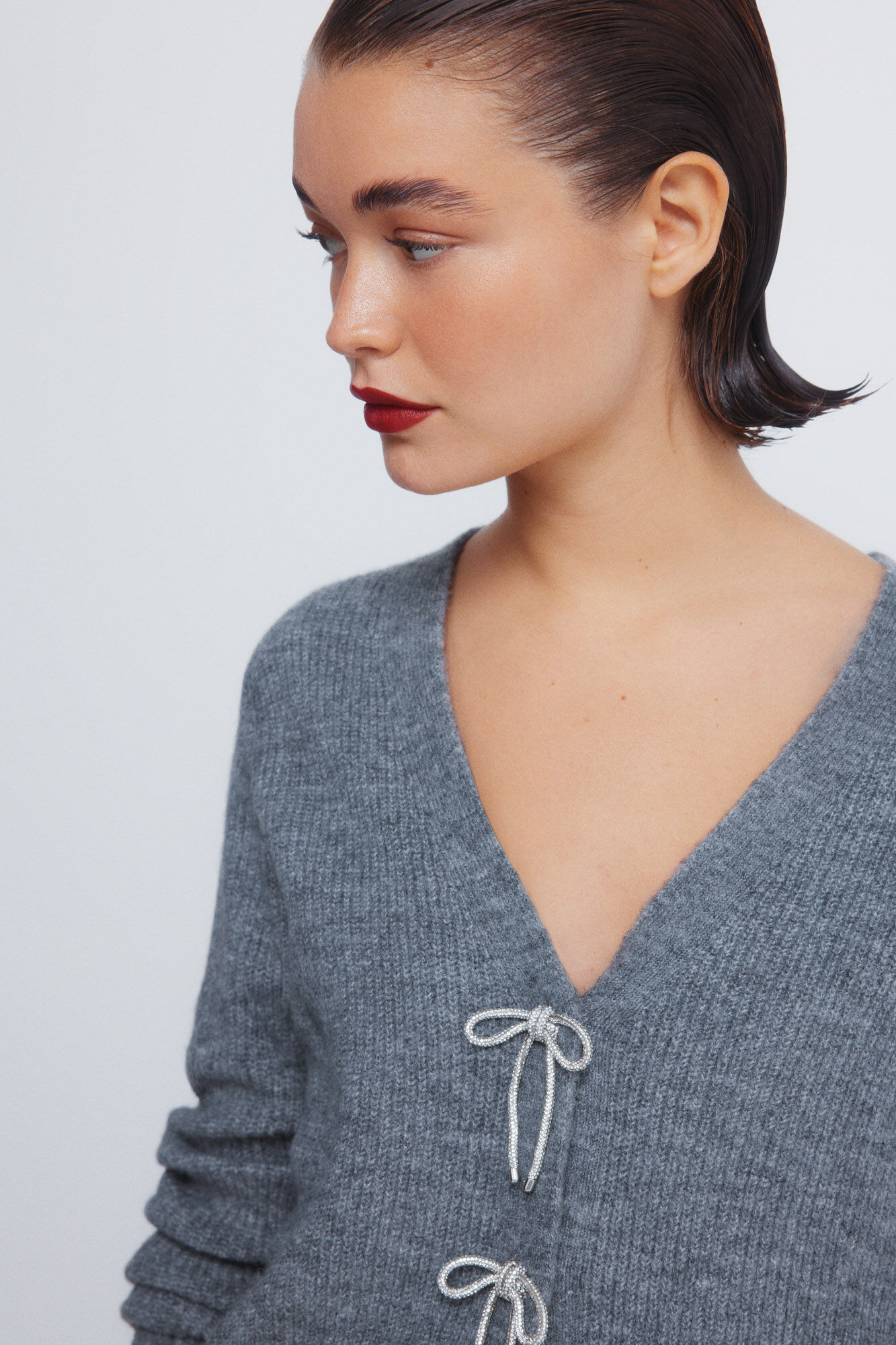 Springfield C&aacute;rdigan con lazos de purpurina gris