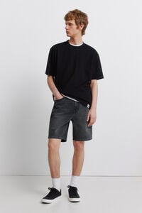 Springfield Bermuda de mezclilla negra lavado regular fit