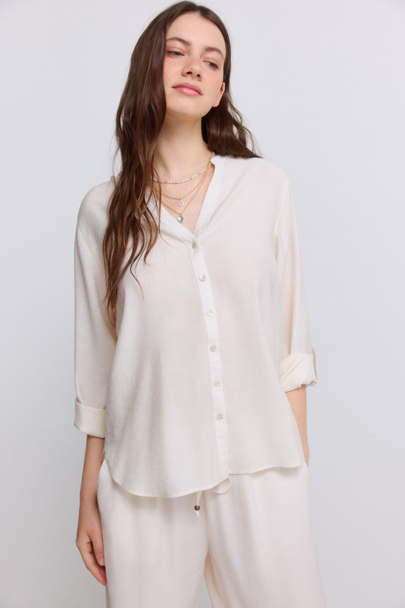 Springfield Blusa escote en V kaki