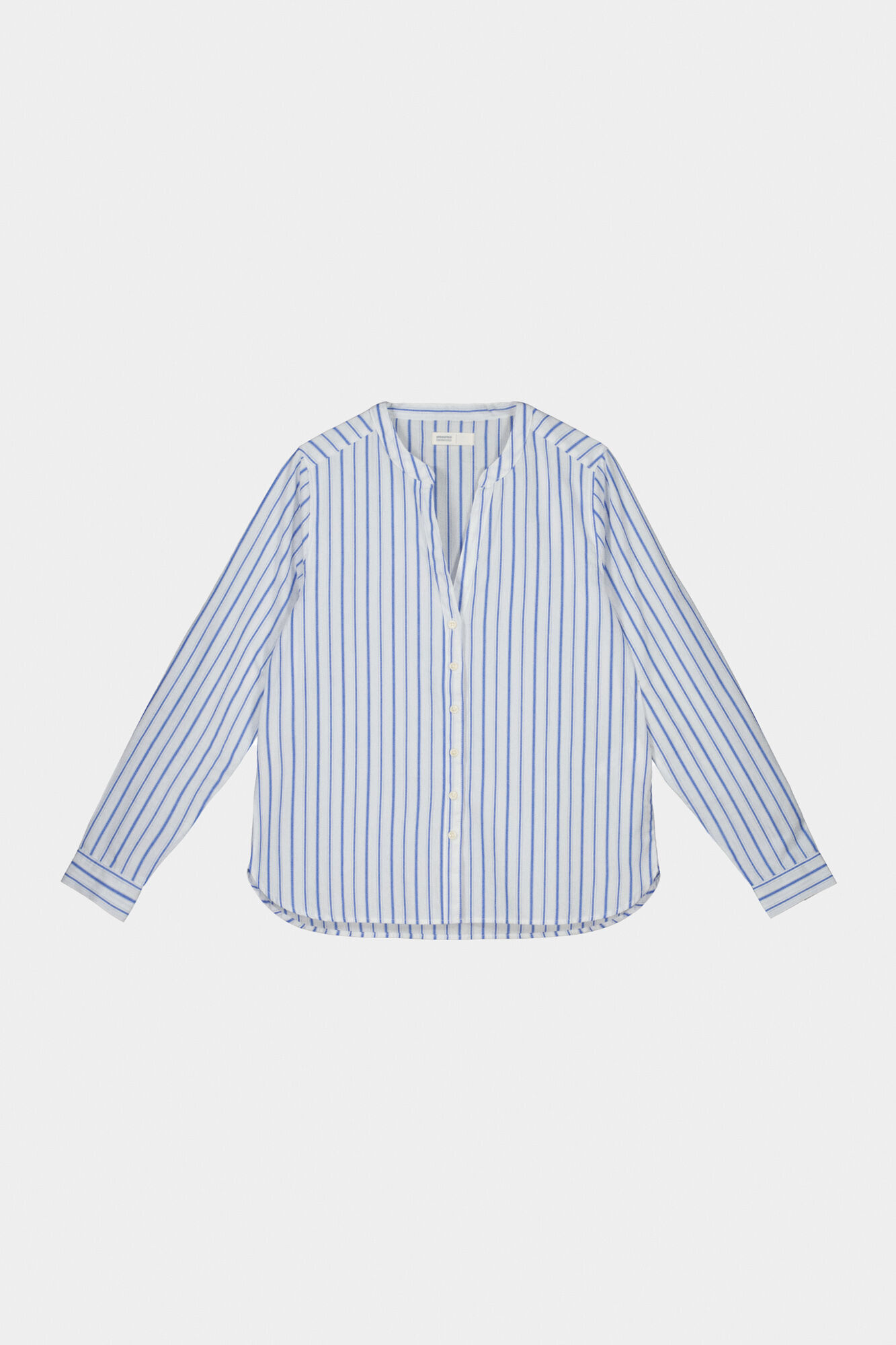 Springfield Blusa Rayas Cuello Mao Algod&oacute;n azul mezcla