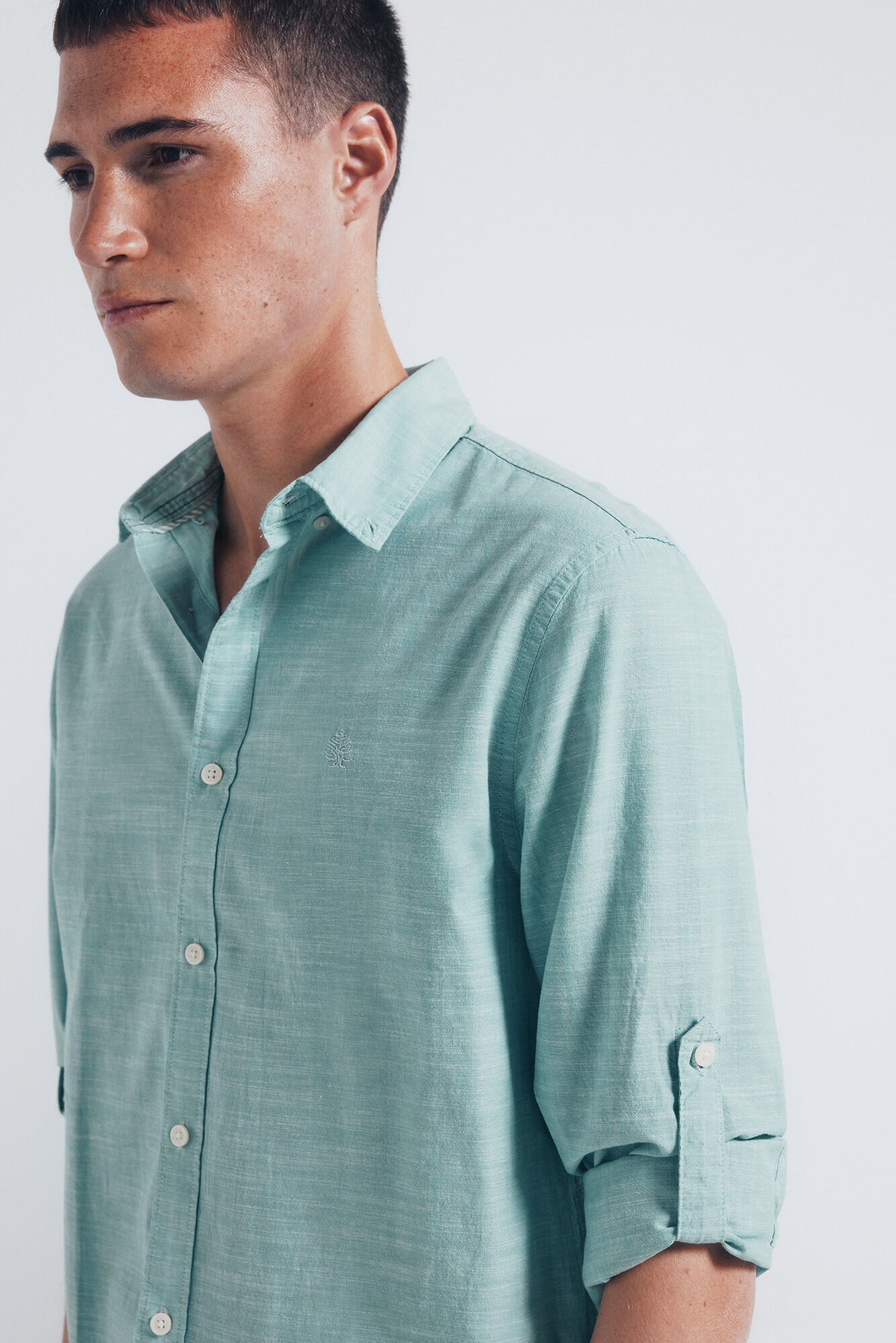 Springfield Camisa algod&oacute;n slub verde