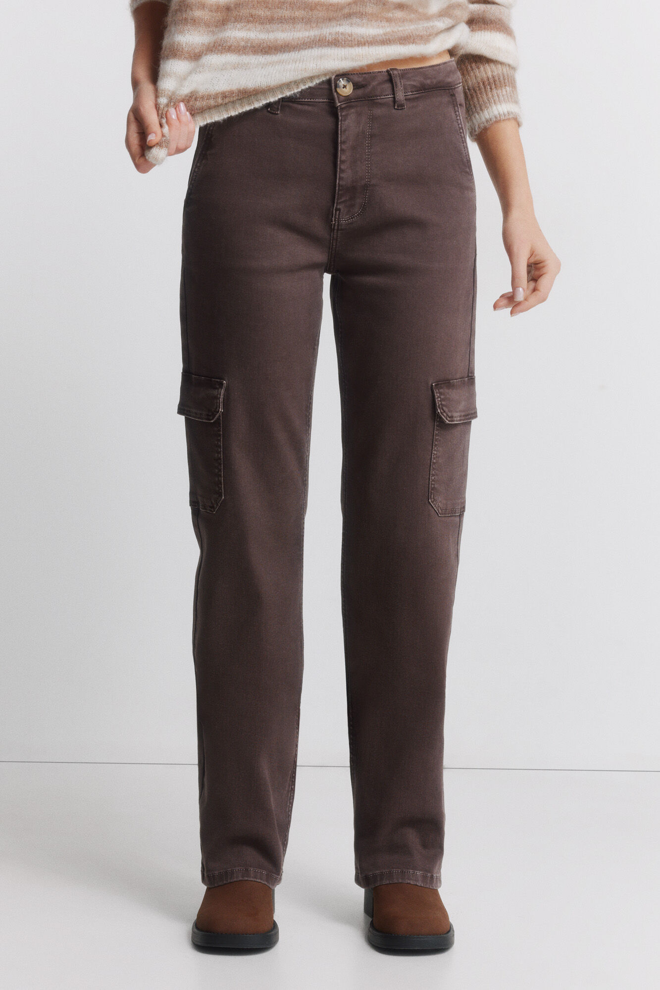 Springfield Pantalones cargo de algod&oacute;n caf&eacute;