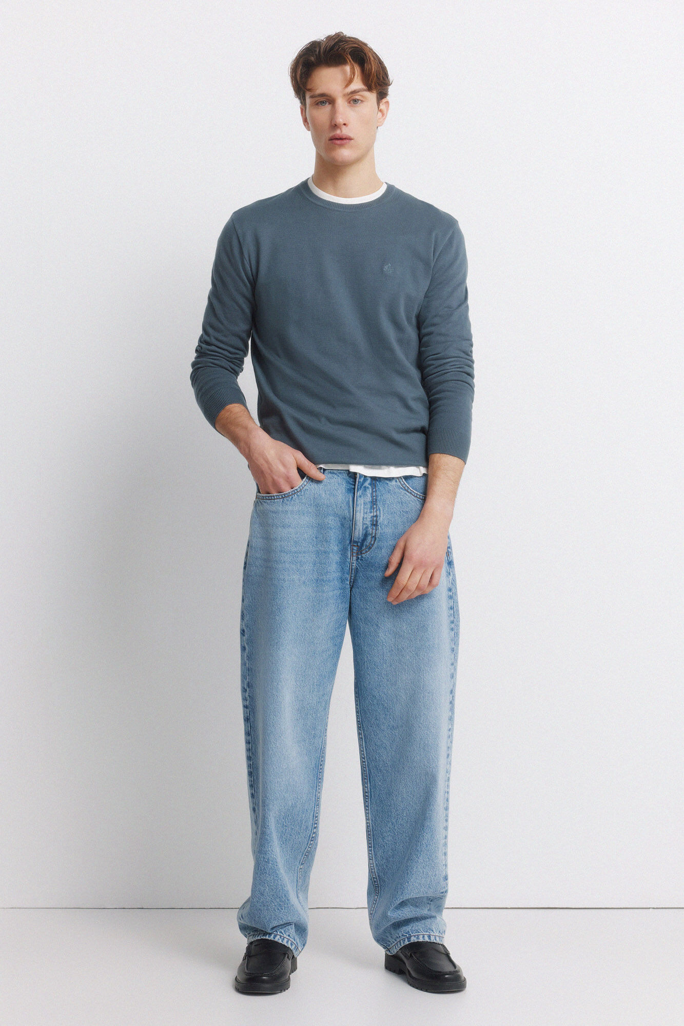 Springfield Jeans sobretintado wide leg azul