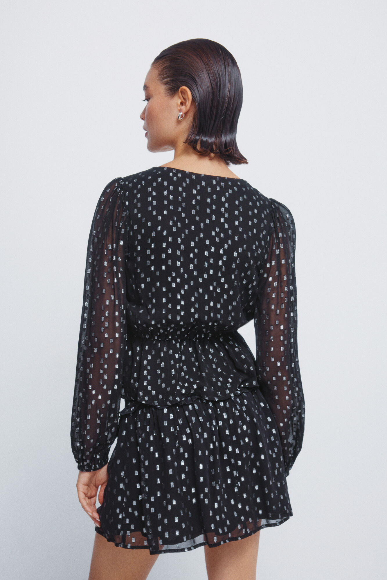 Springfield Blusa de lurex con cintura el&aacute;stica negro