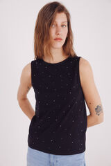 Springfield Camiseta tachas cristal negro