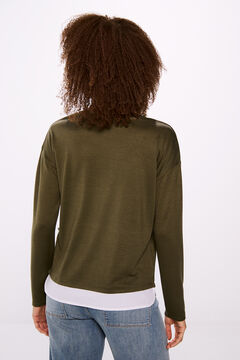 Springfield Playera combinada botones laterales khaki