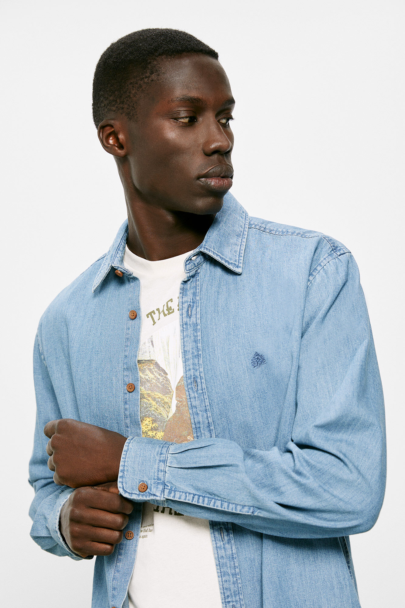 Springfield Camisa vaquera azul mezcla