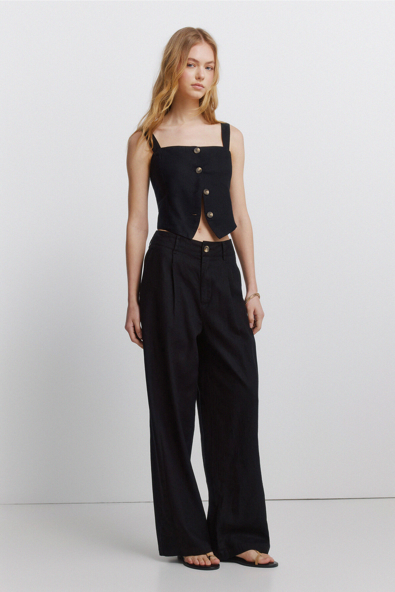 Springfield Top chaleco de lino negro negro