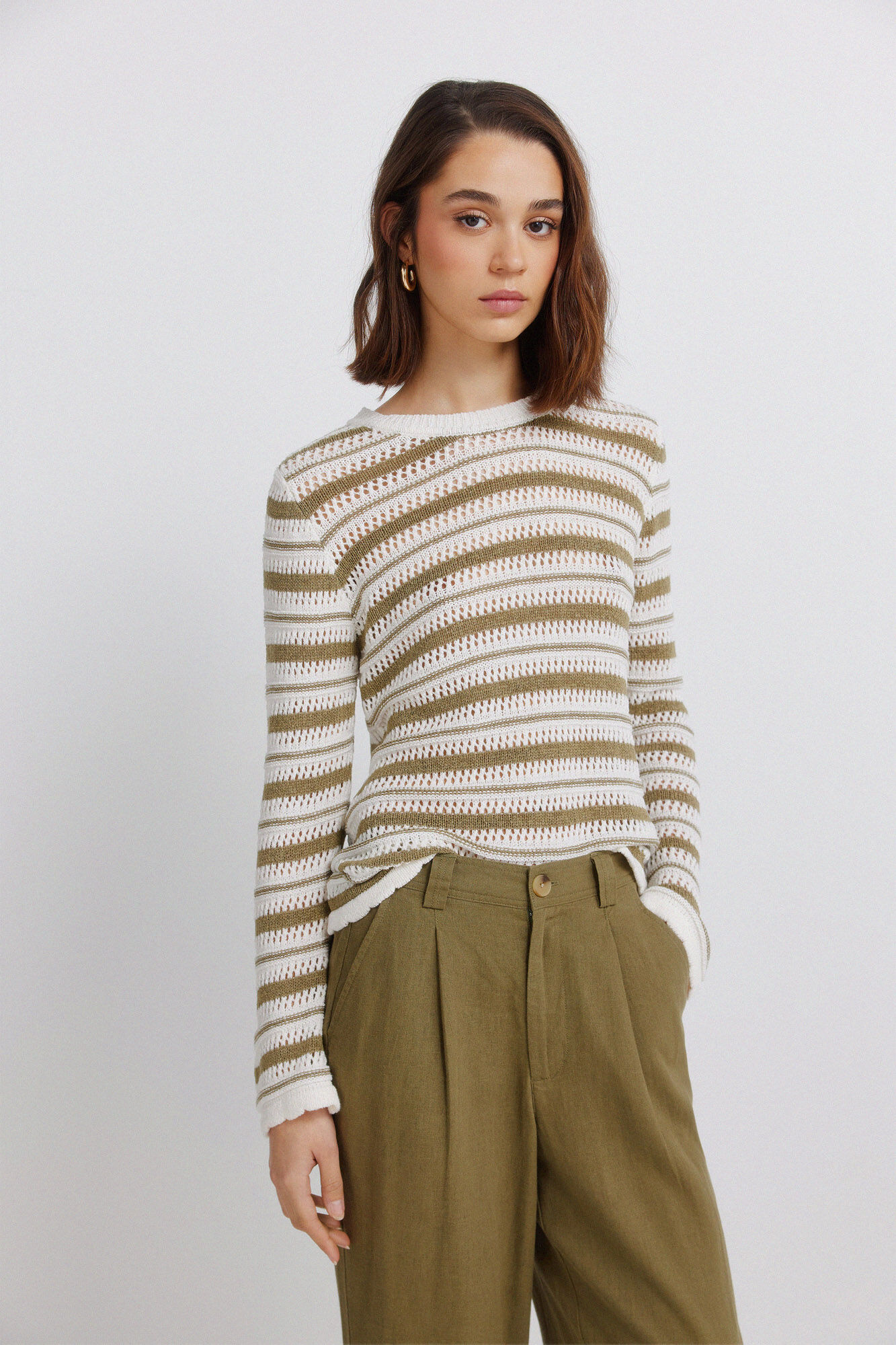 Springfield Pantalones de lino kaki