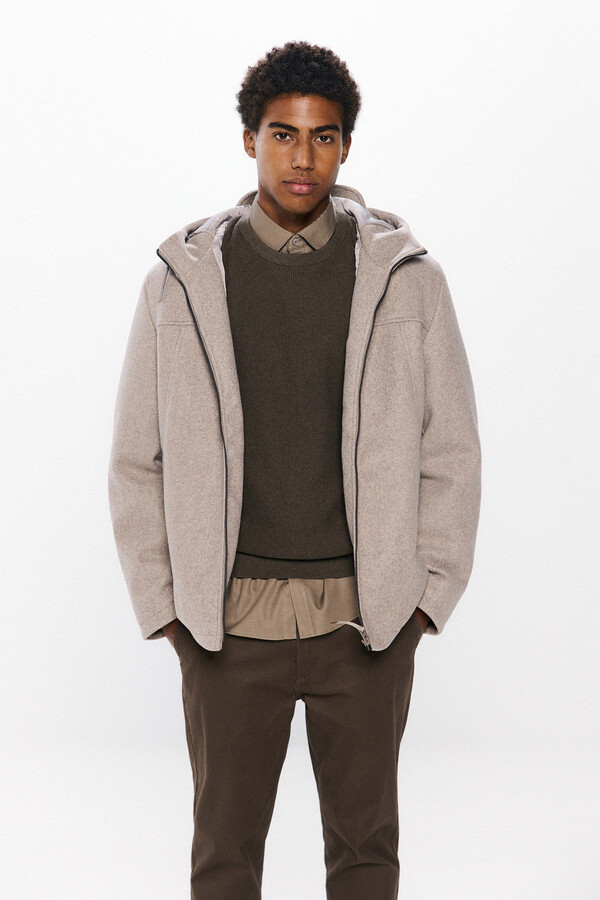 Springfield Parka corta efecto lana café