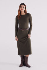 Springfield Vestido midi estructura khaki