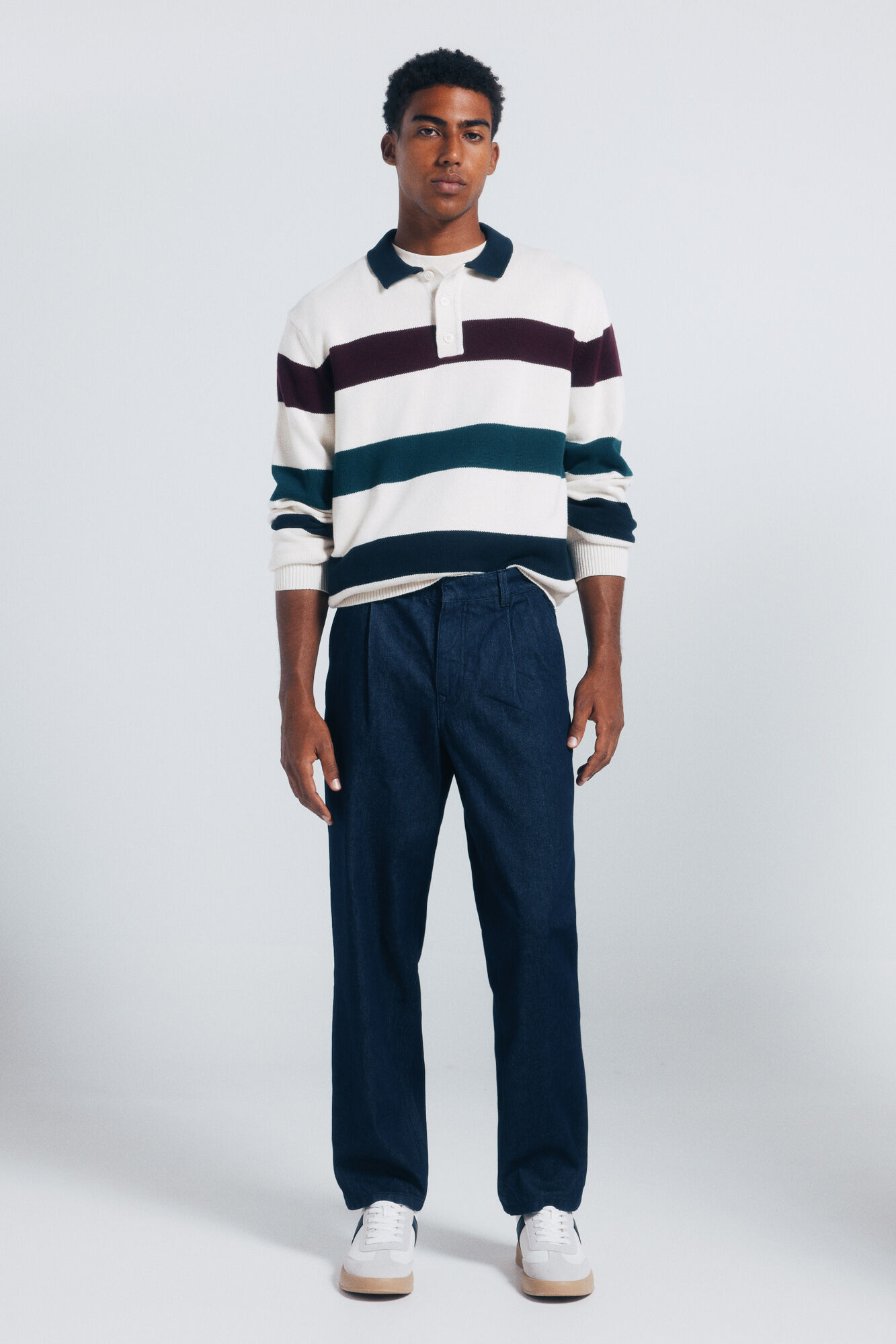 Springfield Rayas de polo a jersey blanco