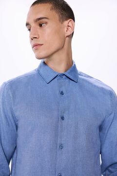 Springfield Camisa estructura afranelada azul indigo