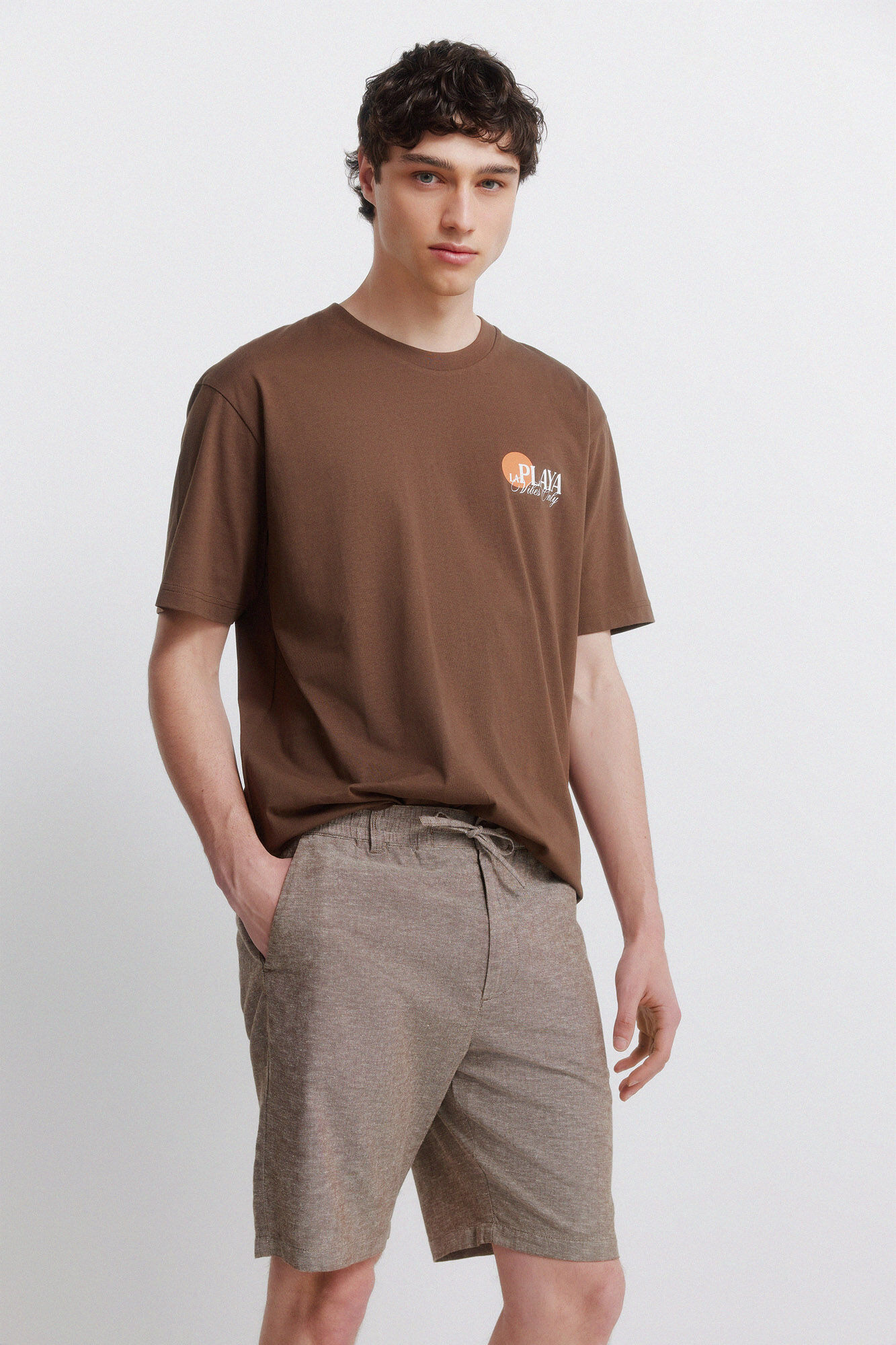 Springfield Bermudas de lino comfort slim fit caf&eacute;