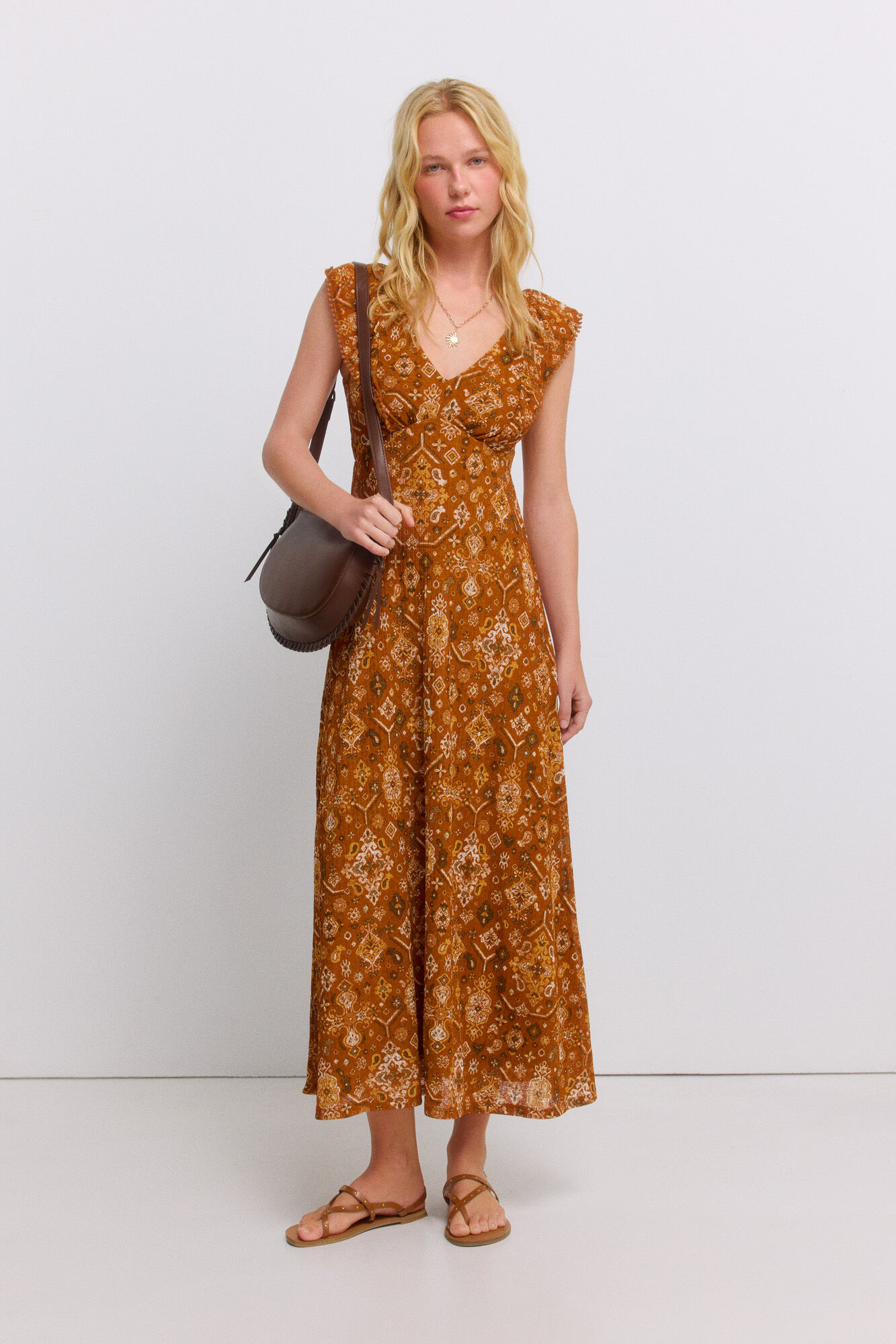 Springfield Vestido midi estampado con volante