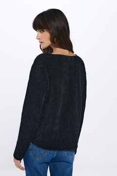 Springfield Playera chenilla hombros crochet negro