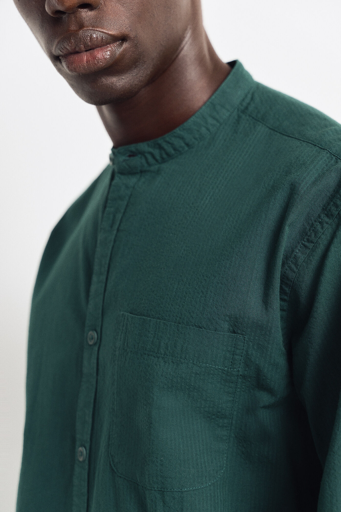 Springfield Camisa seersucker mao caza oscuro