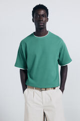 Springfield Camiseta doble mini waffle verde