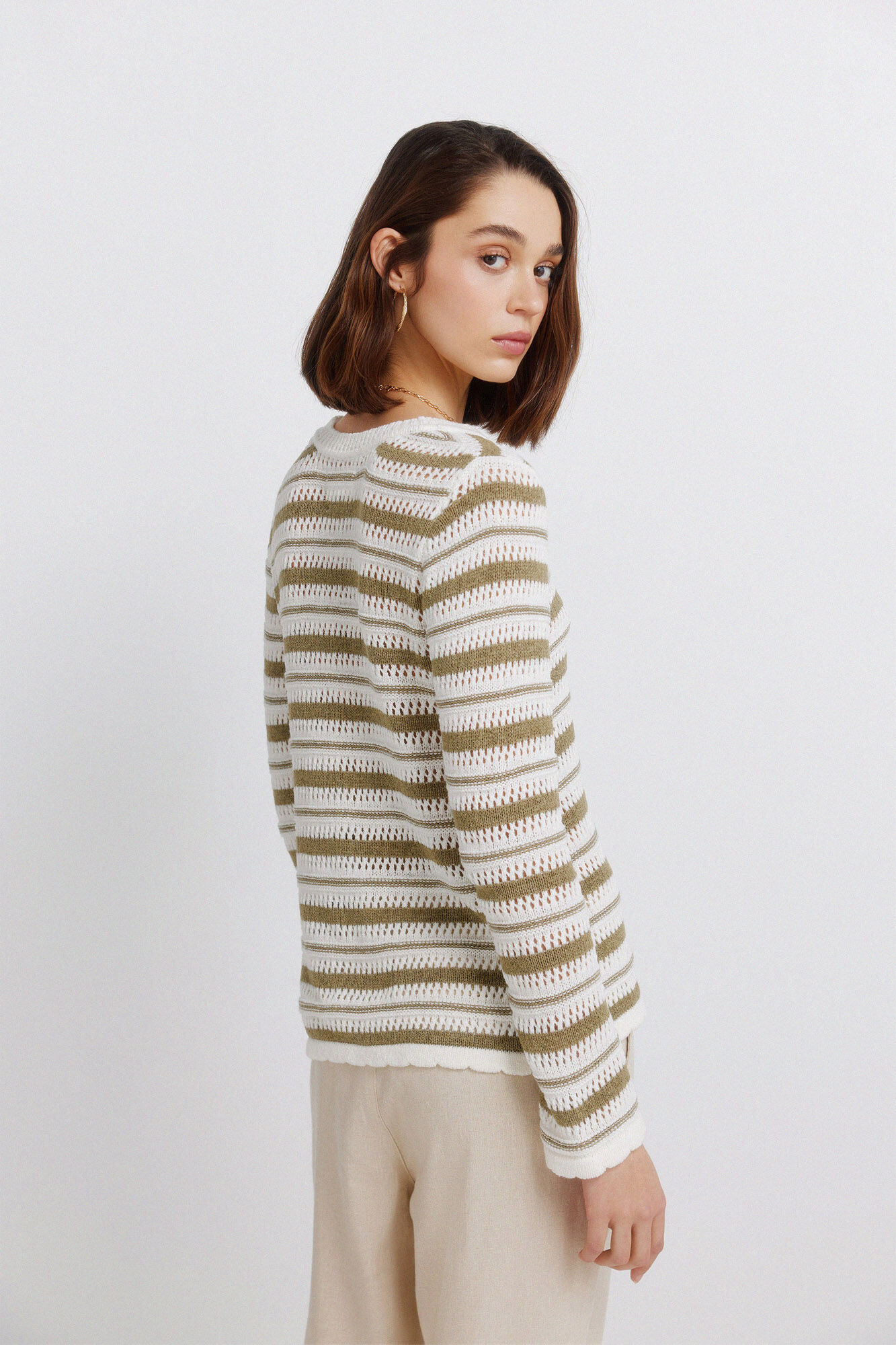 Springfield Su&eacute;ter de tejido a rayas beige