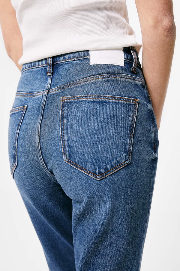 Springfield Jeans Straight Cropped Lavado Sostenible azul