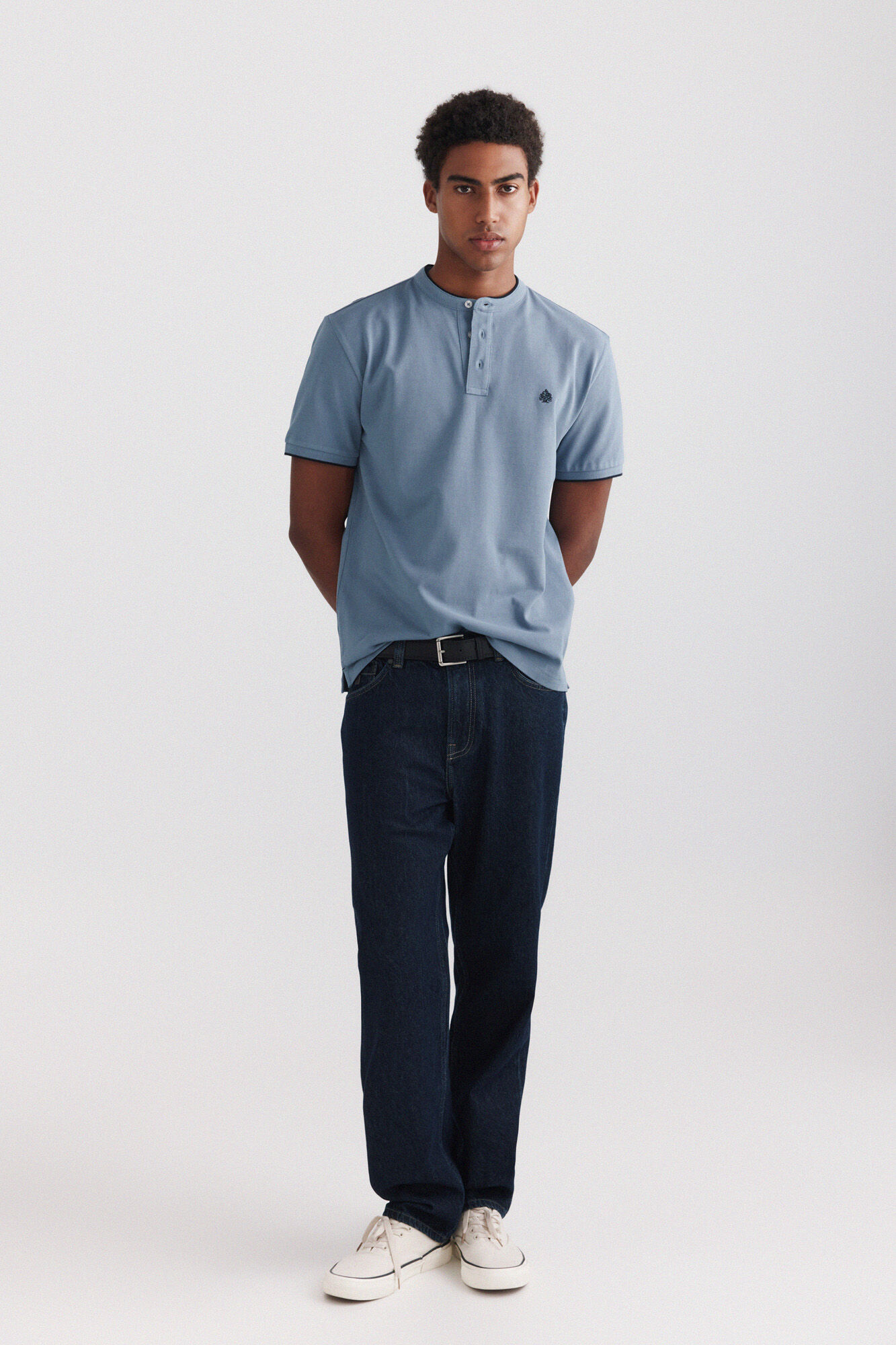 Springfield Polo de piqu&eacute; cuello mao slim fit azul