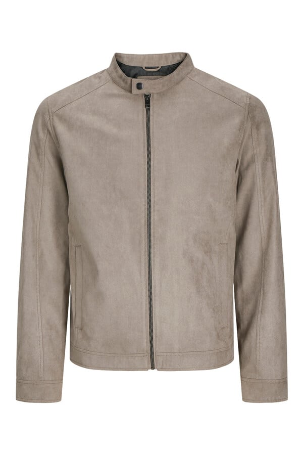 Jack & Jones Chamarra motera simil ante gris