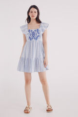 Springfield Vestido corto boho rayas azul