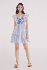Springfield Vestido corto boho rayas azul