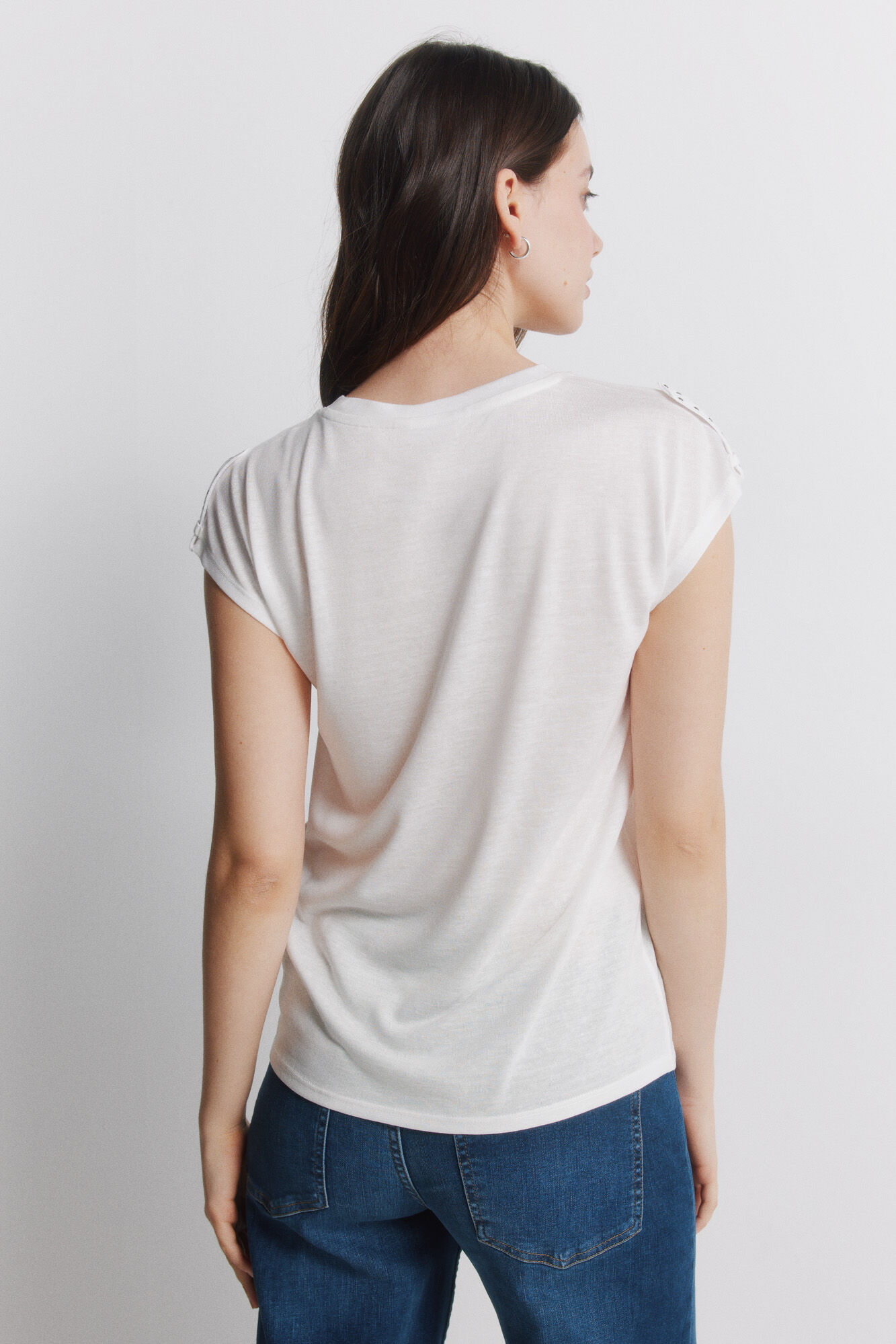 Springfield Playera b&aacute;sica con tachas blanco