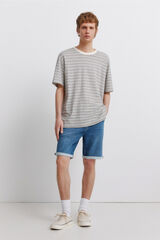 Springfield Bermuda de mezclilla en knit denim medio azul