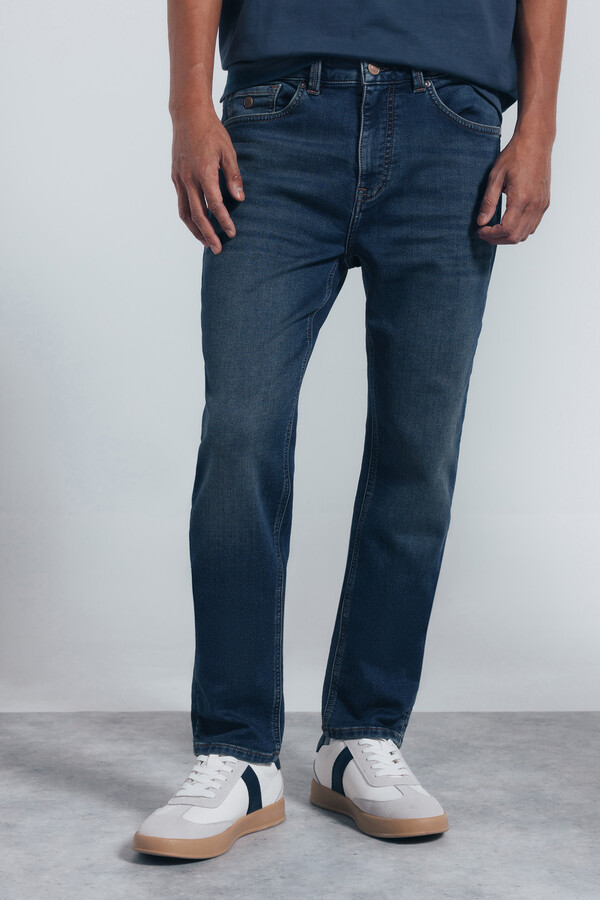 Springfield Jeans de denim de punto teñidos y ajustados turquesa