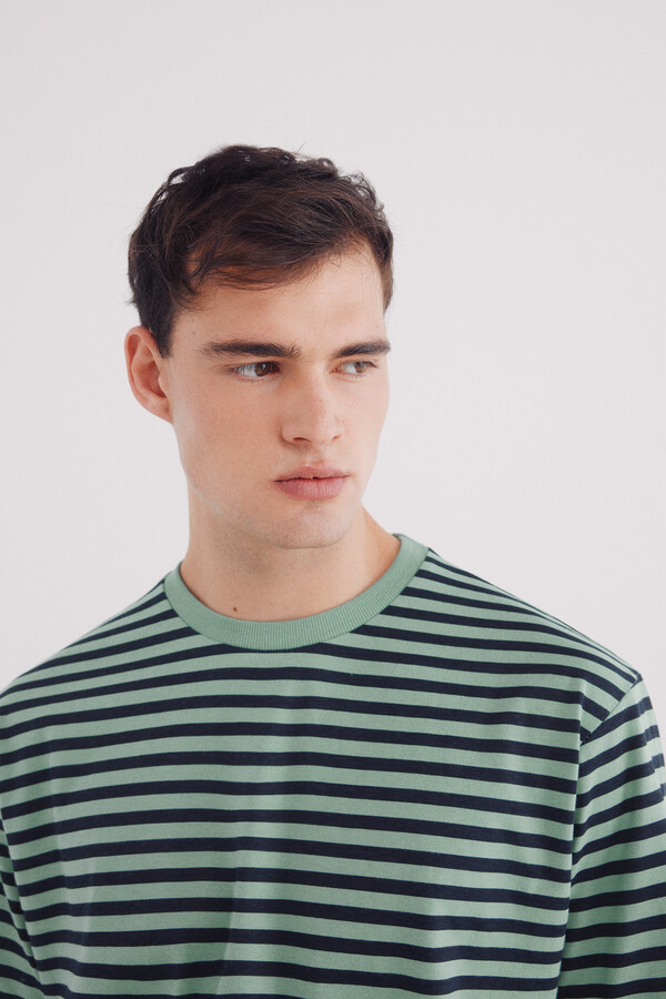 Springfield Playera rayas estampada verde