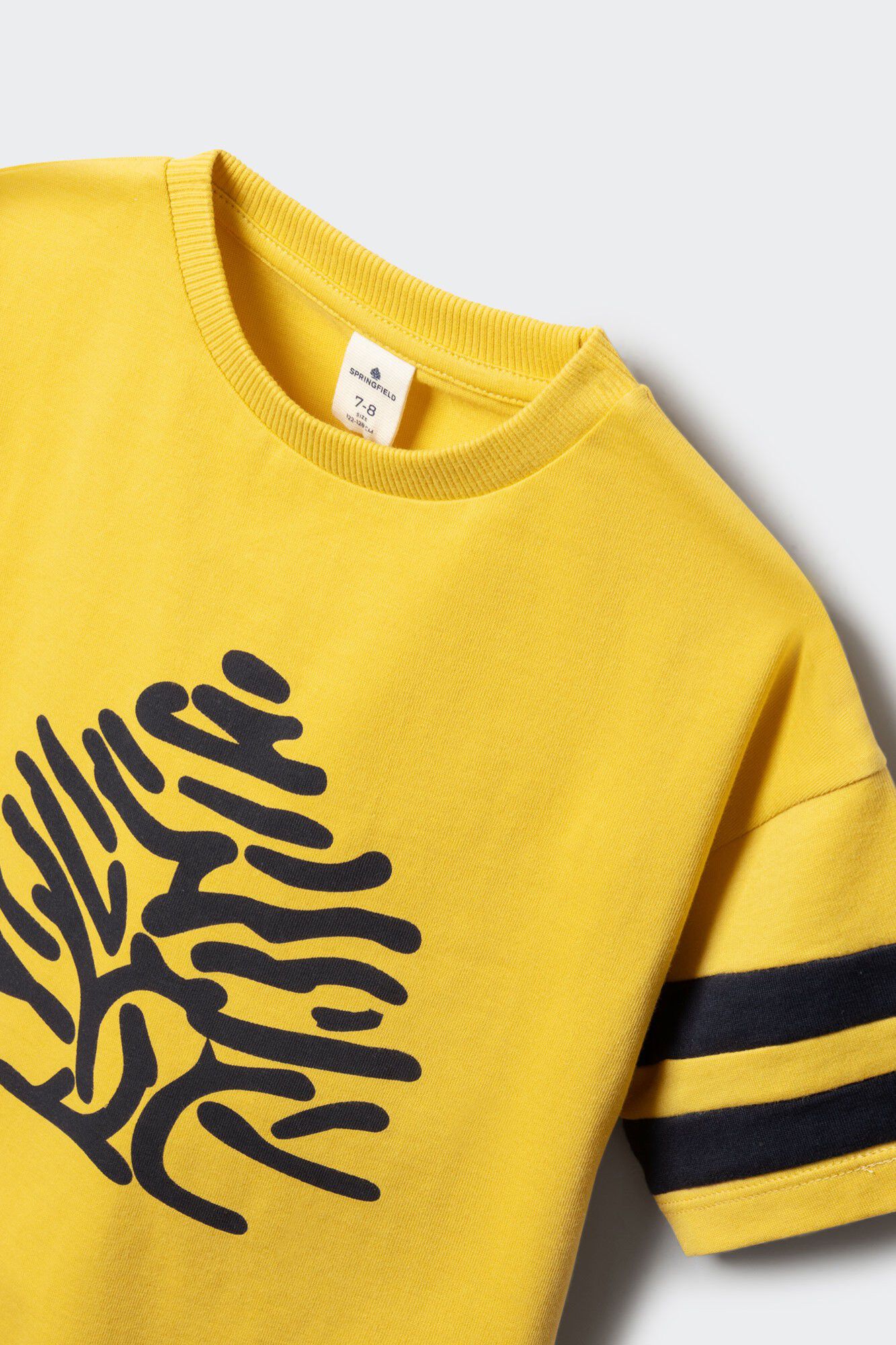 Springfield Kids Playera de manga corta con &aacute;rbol y franjas para ni&ntilde;o amarillo