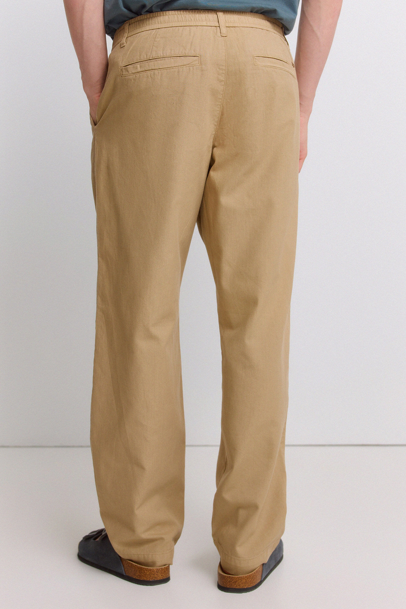 Springfield Pantal&oacute;n ligero de lino straight fit beige