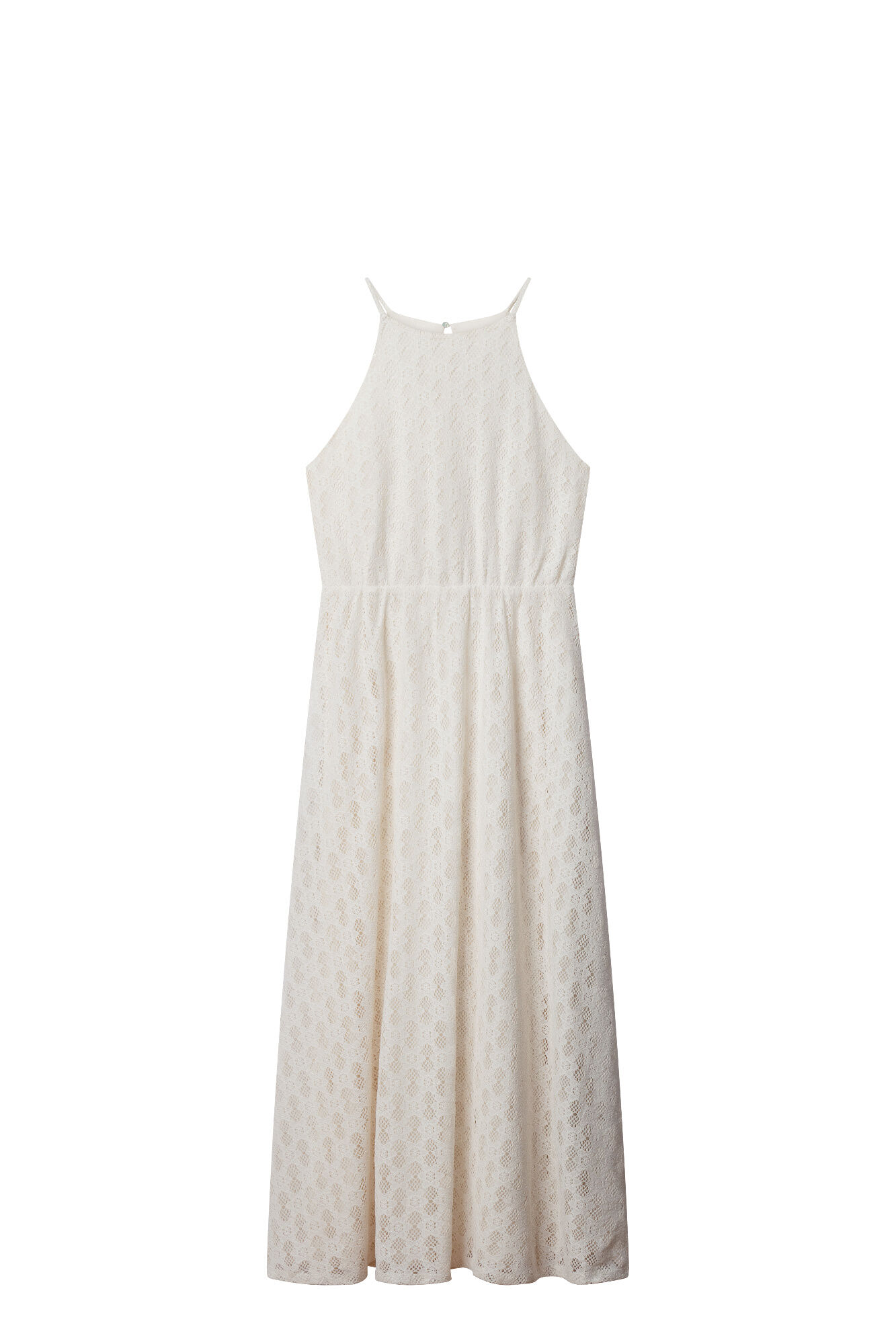 Springfield Vestido midi halter bordado blanco