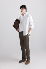 Springfield Pantal&oacute;n chino microestampado slim fit caf&eacute;