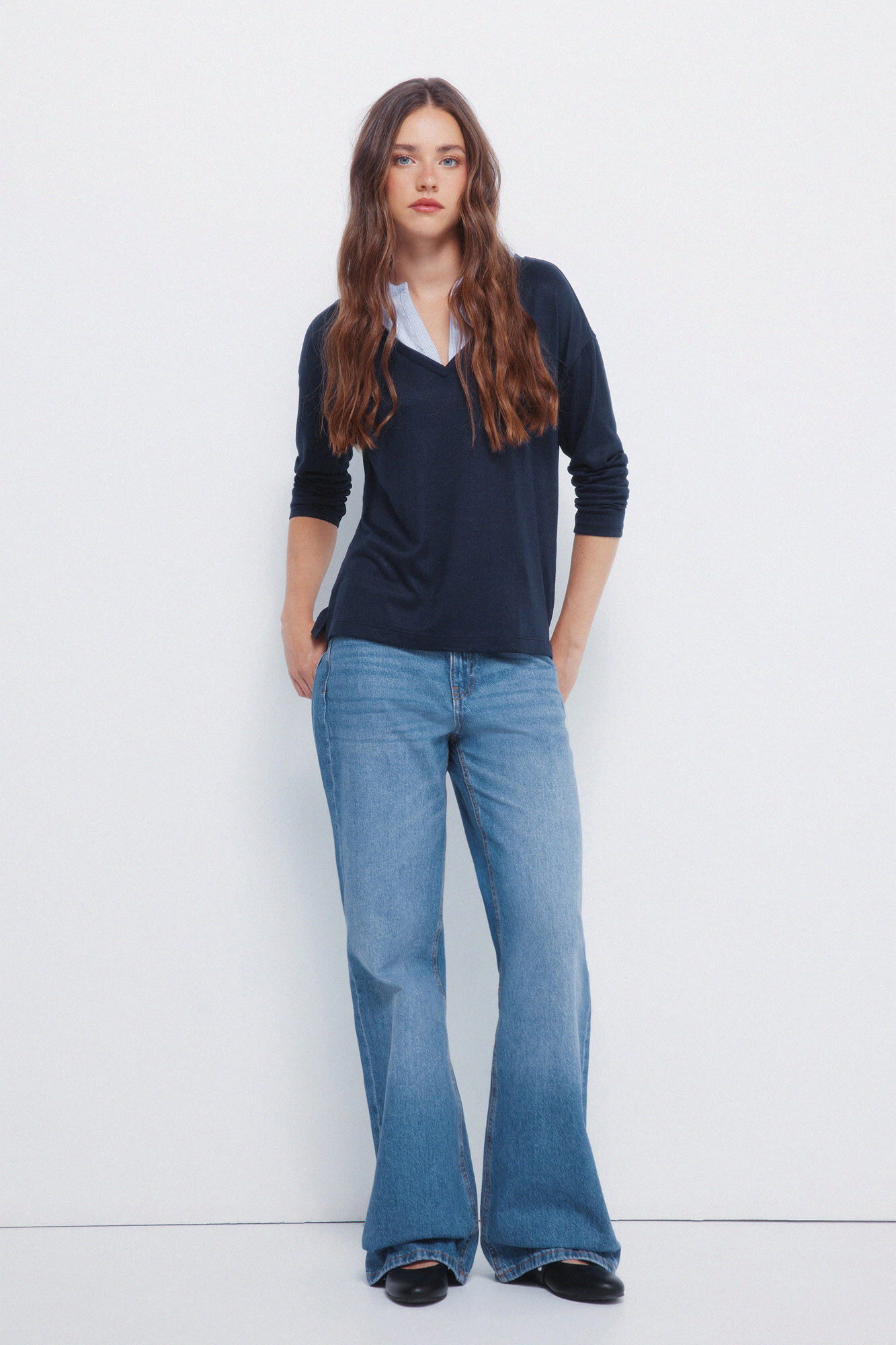 Springfield Playera de cuello combinado marino