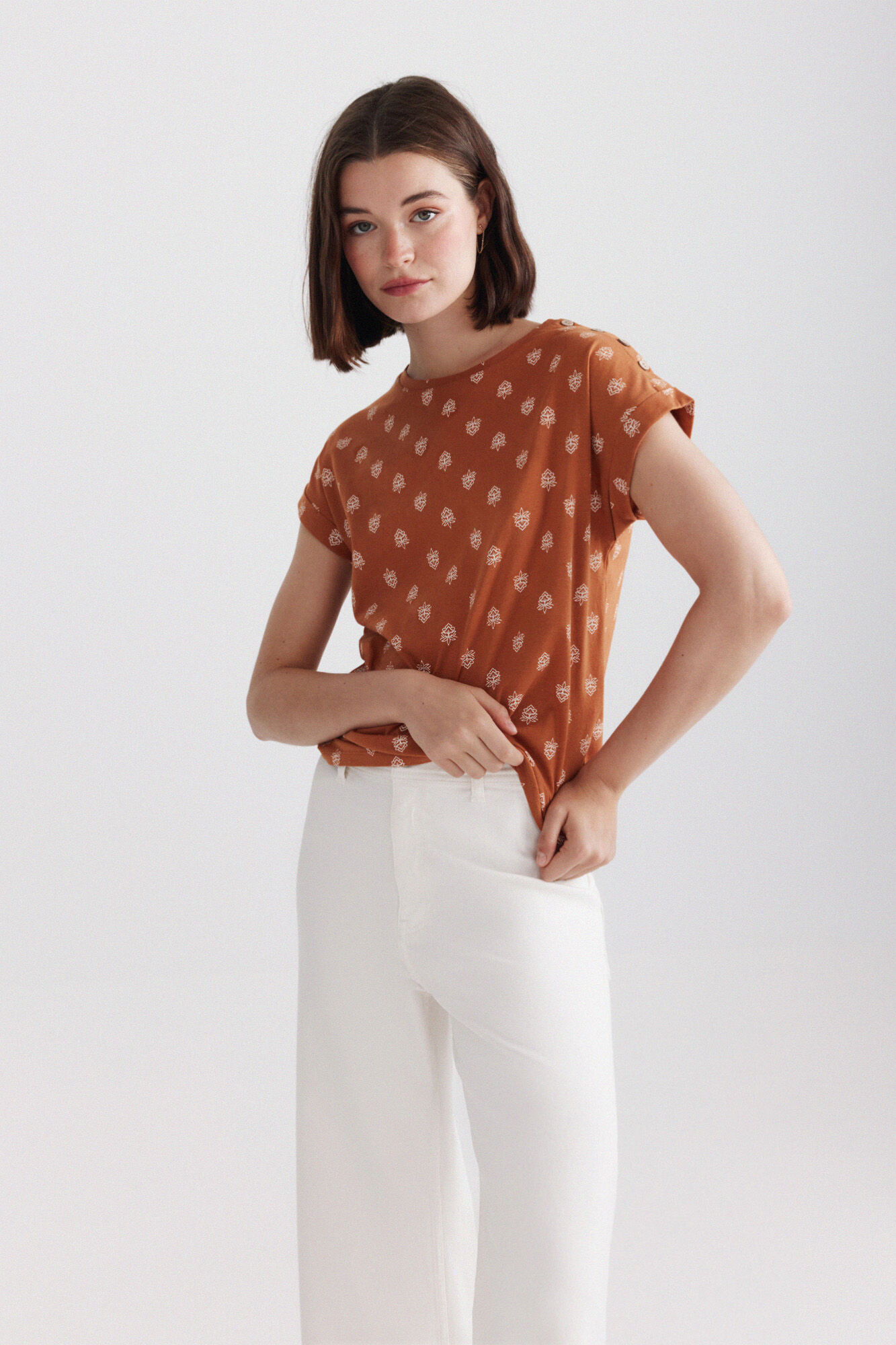 Springfield Playera estampada con botones