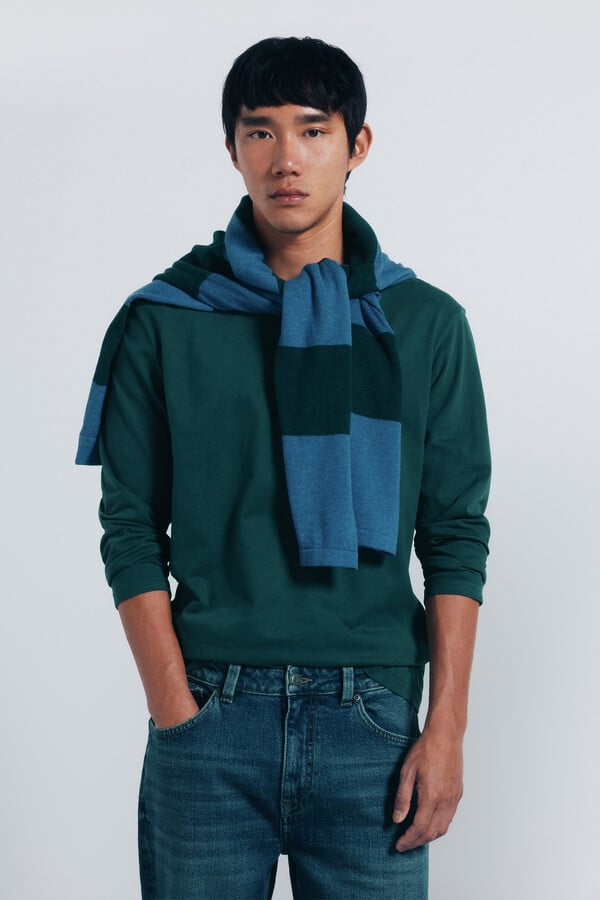 Springfield Playera básica de manga larga con acabado suave. verde