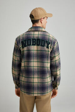 Springfield Sobrecamisa cuadros texto espalda beige