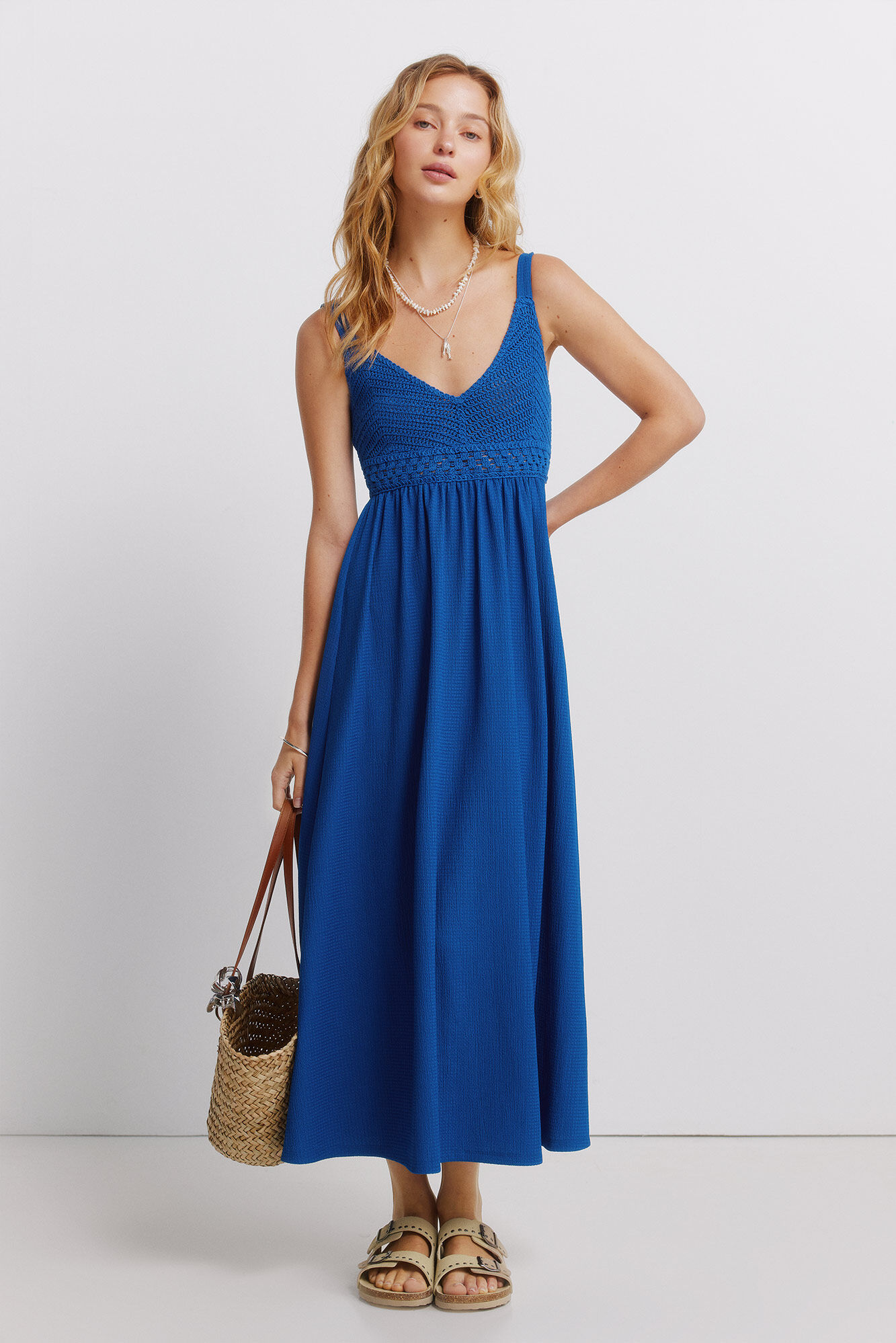 Springfield Vestido midi de tirantes de crochet