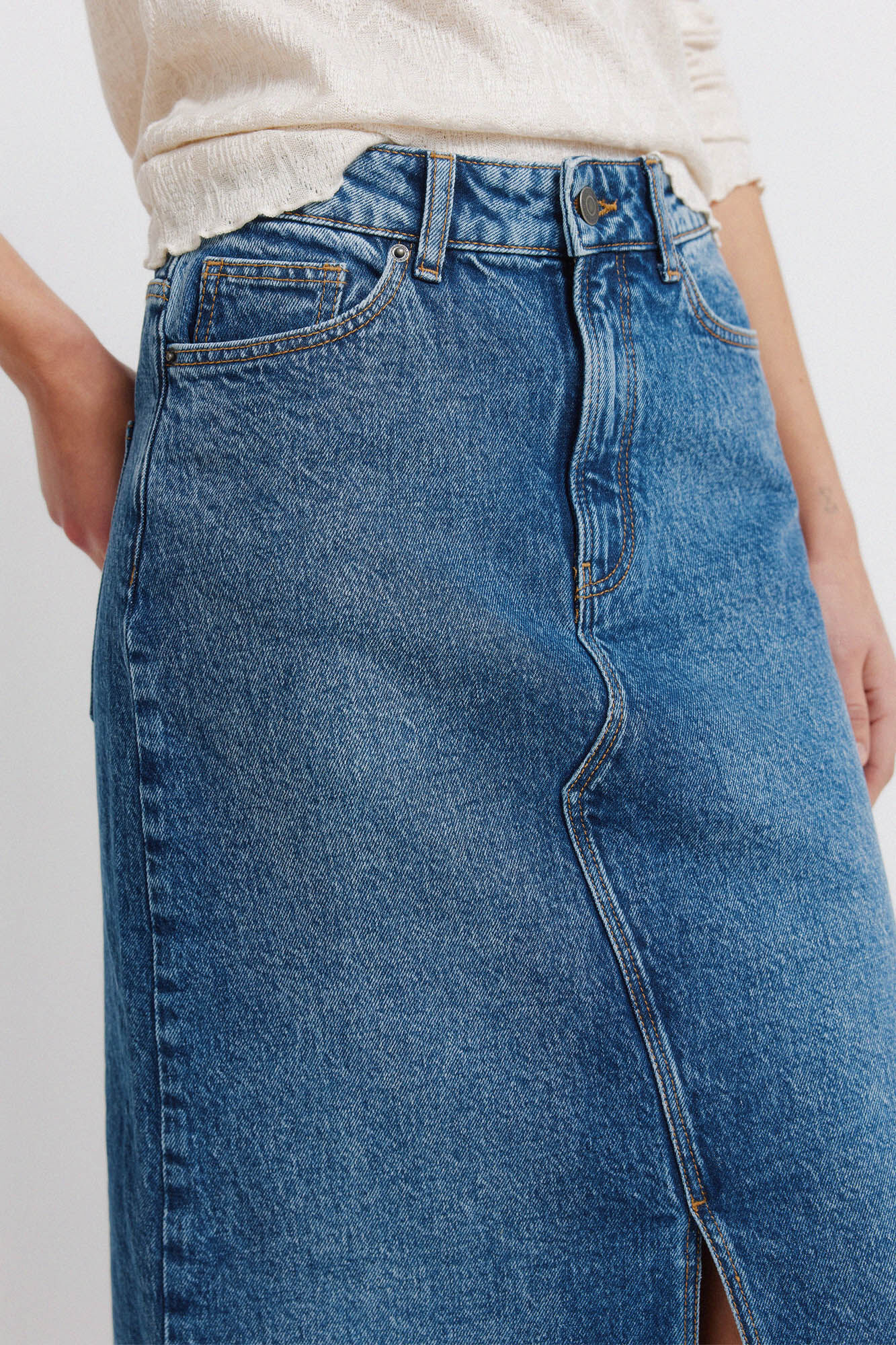 Springfield Falda midi de mezclilla azul