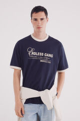 Springfield Playera gang rib contraste azul