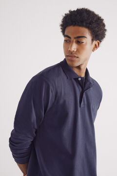 Springfield Polo piqué  manga larga azul