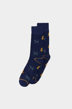 Springfield Calcetín jacquard perros azul