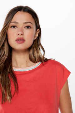 Springfield Playera cuello trenza multicolor rojo
