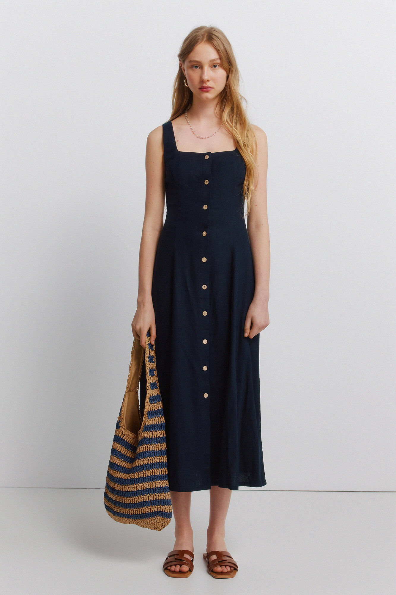 Springfield Vestido midi con escote cuadrado