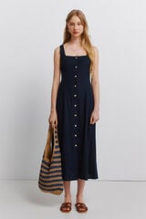 Springfield Vestido midi con escote cuadrado azul